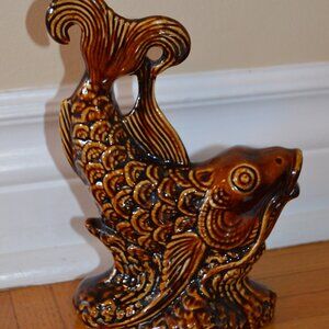 Vintage fish figurine glazed, made in Brazil 1960s